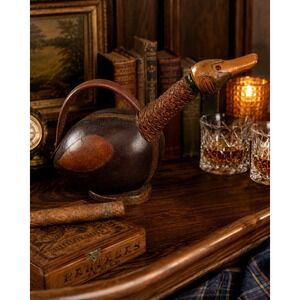 Vintage Italian Leather Duck Decanter Bottle Barware Flask Rustic Decor